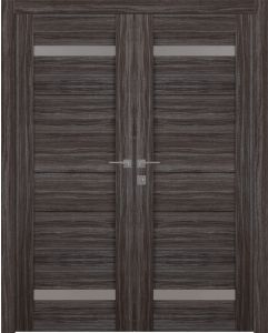 Prefinished Perla Vetro Gray Oak Modern Interior Double Door