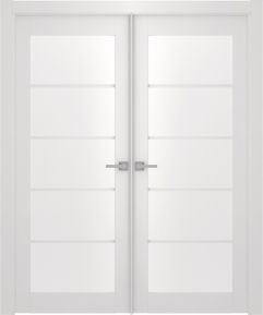 Prefinished Smart Pro 5 Lite Vetro Polar White Modern Interior Double Door