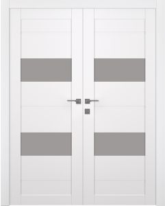 Prefinished Vita Vetro Snow White Modern Interior Double Door