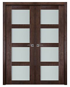 Italia Vetro, Laminated Glass Prestige Brown 4-Lite, Prefinished Interior Double Door