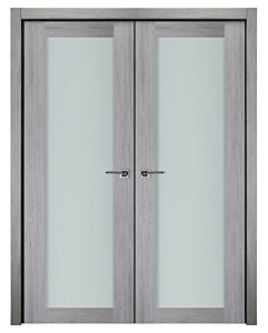 Italia Vetro, Laminated Glass Light Grey 1-Lite, Prefinished Interior Double Door