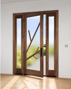 Mahogany Bohol Full Lite Artistic Lite Designer SDL Shaker Single Door, Sidelites