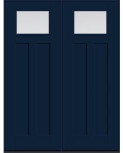 96 Low-E Craftsman Top View 2 Panel Shaker Smooth Fiberglass Double Doors , WBD Impact