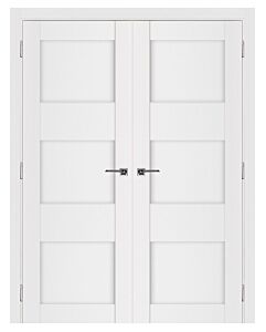 3-Panel Shaker Stile-44 Prefinished White Interior Double Door