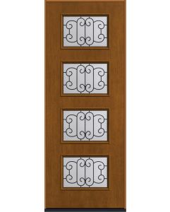 96 Riserva Modern Pulse Ari 4-Lite Mahogany Fiberglass Single Door , WBD Impact