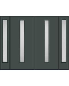 80 Granite Modern Pulse Linea Centered Smooth Fiberglass Double Door,Sidelites , WBD Impact