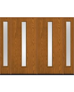 80 Clear Modern Pulse Linea Centered Oak Fiberglass Double Door,Sidelites , WBD Impact