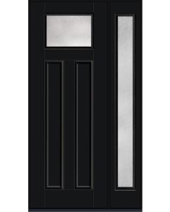 96 Rainglass Craftsman Top View 2 Panel Smooth Fiberglass Single Door,Sidelite , WBD Impact