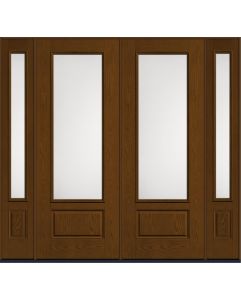 96 Satin Etch 3/4 Lite 1 Panel Oak Fiberglass Double Door,Sidelites , WBD Impact