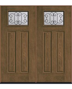 80 Riserva Craftsman Top View 2 Panel Mahogany Fiberglass Double Doors , WBD Impact