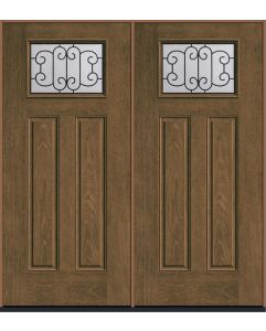 80 Riserva Craftsman Top View 2 Panel Mahogany Fiberglass Double Doors , WBD Impact