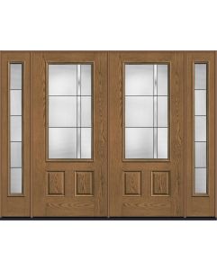 80 Axis 3/4 Lite 2 Panel Oak Fiberglass Double Door,Sidelites , WBD Impact