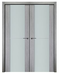 Italia Vetro, Laminated Glass Light Grey 1H, Prefinished Interior Double Door
