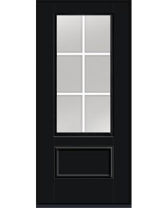 80 Low-E Colonial 6 Lite Flat Bar GBG Smooth 3/4 Lite 1 Panel Fiberglass Single Door , WBD Impact