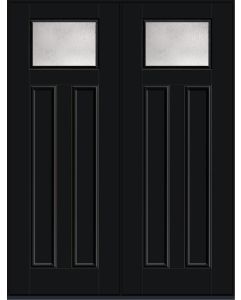 96 Rainglass Craftsman Top View 2 Panel Smooth Fiberglass Double Doors , WBD Impact