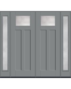 96 Rainglass Craftsman Top View 2 Panel Shaker Smooth Fiberglass Double Door,Sidelites , WBD Impact