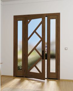 Mahogany Cairo Full Lite, Artistic Lite Designer SDL Shaker Single Door, Sidelites