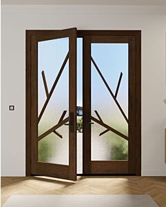 Mahogany Bohol Full Lite, Artistic Lite Designer SDL Shaker Double Door