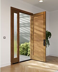 Mahogany Modern 1 Panel Shaker Solid Single Door, Sidelite