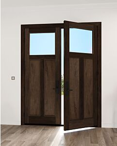 Mahogany Craftsman Top View 2 Panel Shaker Double Door|CRF-SH-FP