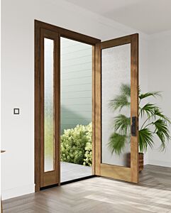 Mahogany Full Lite Modern Shaker Single Door, Sidelite|G101-SH-SH