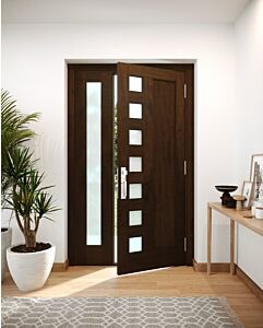 Mahogany Artistic Lite Designer  Contemporary Modern 1 Panel Shaker Single Door, Sidelite|G102SQ-SH-SH
