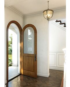 Mahogany Round Top 1/2 Lite 1 Panel Single Door|G201-R-RT-OG