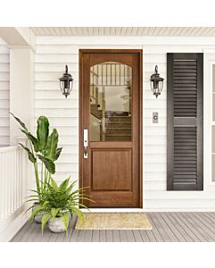 Mahogany Arch Lite, 1/2 Lite 1 Panel Single Door|G5001-AR-OG