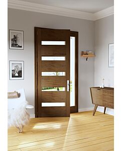 Mahogany Slimlite  Modern Shaker Single Door, Sidelite|G501-SLM-SH