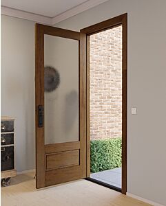 Mahogany 3/4 Lite 1 Panel Modern Farmhouse Shaker Single Door|G7501-SH