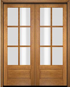Mahogany 3/4 Lite, 6 Lite SDL 1 Panel Double Door|G7506-OG