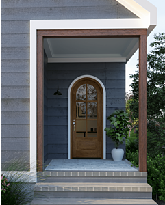 Mahogany Round Top 3/4 Lite, 6 Lite SDL 1 Panel Single Door|G7506-R-OG