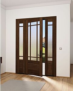Mahogany 3/4 Lite, 9 Lite Prairie SDL 1 Panel Modern Farmhouse Shaker Single Door, Sidelites|G7509-Prairie-SH