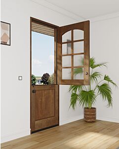 Mahogany Arch Lite, 1/2 Lite, 8 Lite SDL 1 Panel Modern Farmhouse Shaker Dutch Door