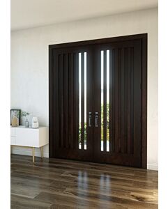 Mahogany Slimlite Designer  Contemporary Modern Shaker Double Door