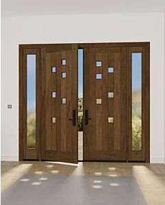 Mahogany Artistic Lite  Modular Modern Shaker Double Door, Sidelites|MRV-53G-6-AS