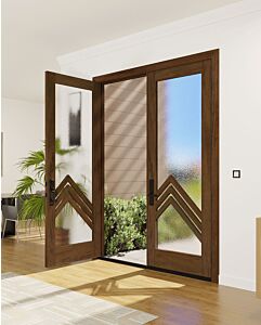 Mahogany Ras-1 Full Lite, Artistic Lite Designer SDL Shaker Double Door