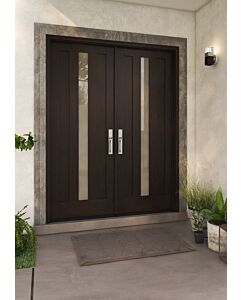 Mahogany Center Lite  Modern Shaker Double Door|G103CV-SH-SH