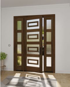 Mahogany Cavea Full Lite, Artistic Lite Designer SDL Contemporary Modern Shaker Single Door, Sidelites