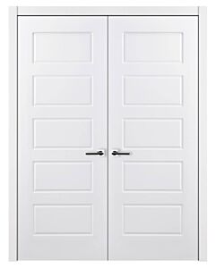5-Panel, Soft White, Prefinished Interior Double Door