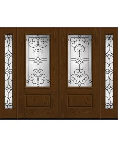 80 Salinas 3/4 Lite 1 Panel Oak Fiberglass Double Door,Sidelites , WBD Impact