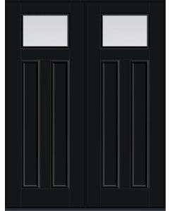 96 Low-E Craftsman Top View 2 Panel Smooth Fiberglass Double Doors , WBD Impact