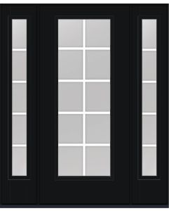 80 Low-E Colonial 10 Lite Flat Bar GBG Smooth Full Lite Fiberglass Single Door,Sidelites , WBD Impact