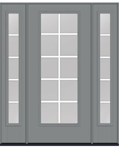 80 Clear Colonial 10 Lite Flat Bar GBG Smooth Full Lite Fiberglass Single Door,Sidelites , WBD Impact