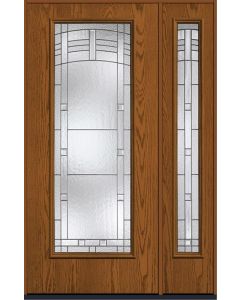 80 Maple Park Full Lite Oak Fiberglass Single Door,Sidelite , WBD Impact