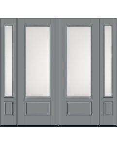 96 Satin Etch 3/4 Lite 1 Panel Smooth Fiberglass Double Door,Sidelites , WBD Impact