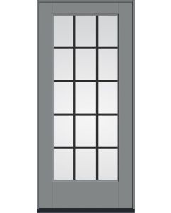 80 Low-E Colonial 15 Lite Flat Bar GBG Smooth Full Lite Fiberglass Single Door , WBD Impact