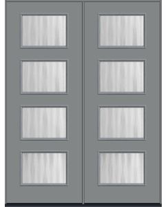 96 Chinchilla Modern Pulse Ari 4-Lite Smooth Fiberglass Double Doors , WBD Impact