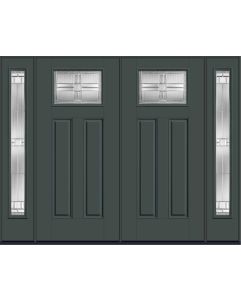 80 Saratoga Craftsman Top View 2 Panel Smooth Fiberglass Double Door,Sidelites , WBD Impact