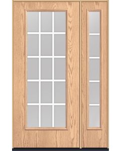 80 Low-E Colonial 15 Lite Flat Bar GBG Oak Full Lite Fiberglass Single Door,Sidelite , WBD Impact